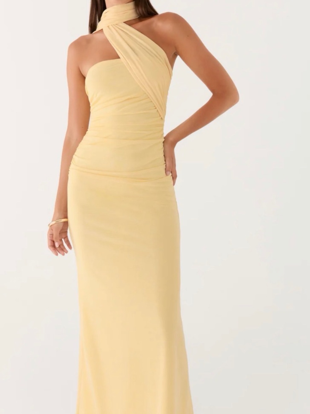 Peppermayo Songbird Butter Yellow Mesh Maxi Dress - Size S / US 4
